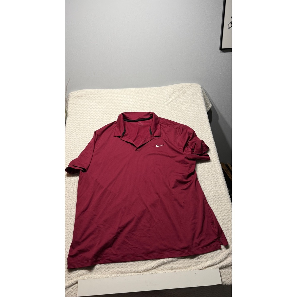 Nike Dri-FIT Polo Shirt Mens 4XL Tall Burgundy Maroon Short Sleeve Swoosh 4656